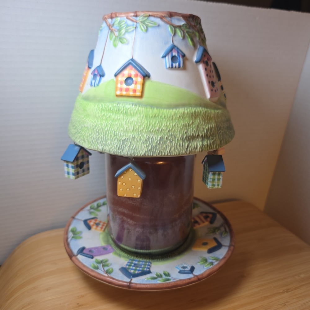 Yankee Candle Dangling Birdhouse Michal Sparks Large Jar Candle Topper & Plate